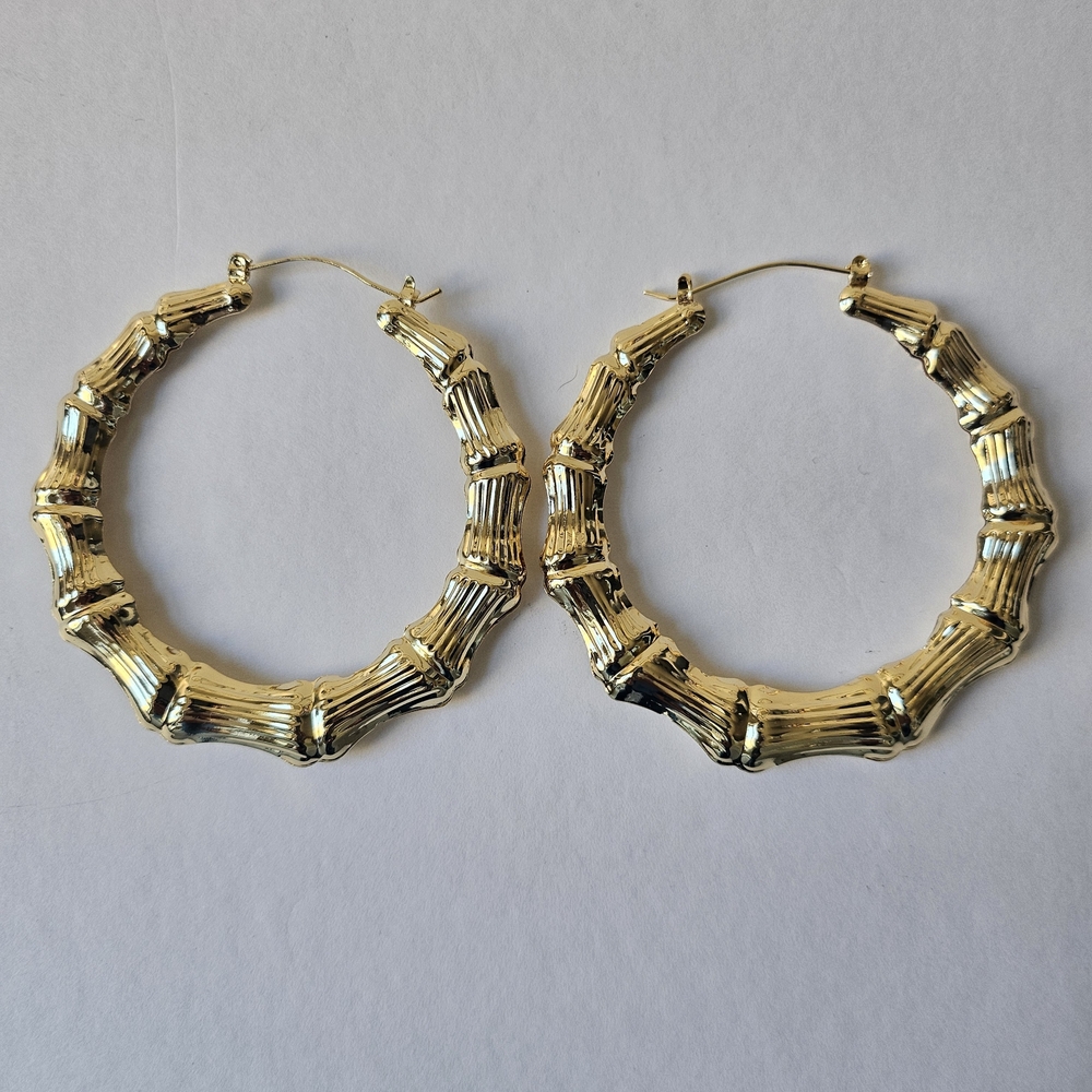 Gold Bamboo Hoop Earrings